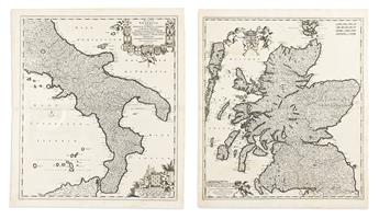 (DUTCH MAPMAKERS.) Frederick de Wit; Nicolas Visscher; Joan Blaeu. Group of 9 double-page engraved maps from a composite atlas.